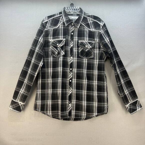 BKE Other - BKE Button Down Shirt Men's Size L Black White Plaid Athletic Fit Western